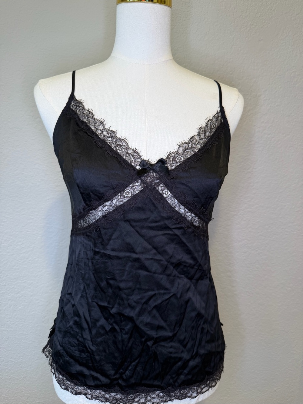 Agent Provocateur Gisele Black Silk Lace Cami Camisole Top Size 10